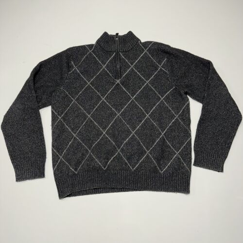 Pull homme vintage laine mérinos 1/4 zippée Grayson & Dunn 2 x grand noir - Photo 1/6