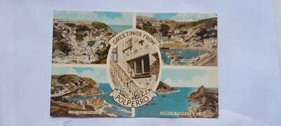 Vintage Postkarte Dorfblick Hafen Muschelhütte Polperro 1962 Maidstone