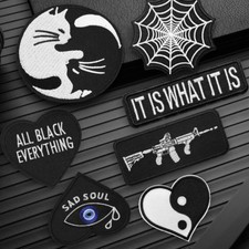 Black Punk Embroidery Sew On Iron On Patch Badge Fabric Applique Craft Transfer