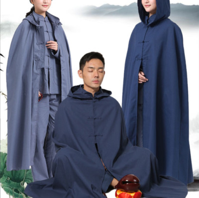 Cotton linen Buddhist Meditation Zen Shaolin Monk Kung Fu Cloak Robe Gown Cape
