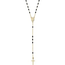 Idea regalo collana rosario oro 9 kt smalto nero Madonna Amen AU9CROGN4