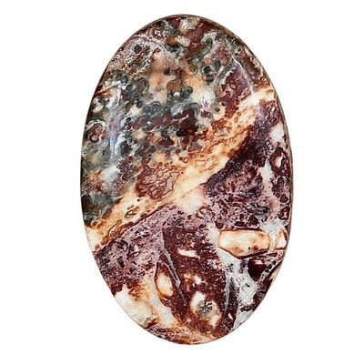 Natural Leopard Skin Jasper 33.25x21.5x5.5 mm Oval Polished Gemstone LS02001-30