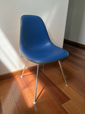 1970s Herman Miller Eames DSX Dining Chair with H Base Blue