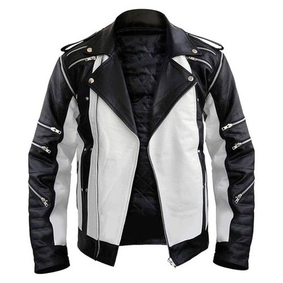 MJ Thriller Black & White Singer Leather Jacket - BEST QUALITY - BEST PRICE EVER