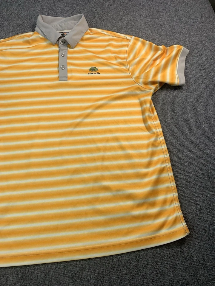 Camisa Callaway Para Hombre Grande Naranja Rayas Manga Corta Polo Golf Informal Foto 4 de 4