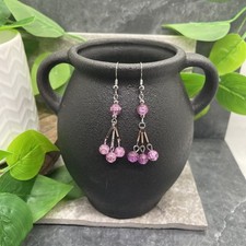 2 Silver-tone Stainless Steel Earring Set Drop Dangle New Free Ship B6519