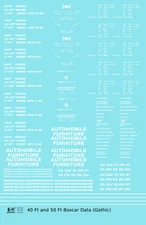 K4 O Scale Decals White 40 To 50 Ft Boxcar Dimensional Data Set Gothic Font