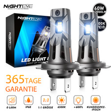 2x H7 LED Scheinwerfer 60W 12000LM Mit Zulassung Lampen Halogen Keine Blindzone