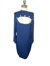 New York & Co. Size XL Navy Blue STRETCH Knit Elegant Dress NWT