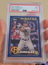 2024 TOPPS BASEBALL NICK GONZALES ROYAL BLUE 168 RC ROOKIE CARD PSA 9 MINT POP 1. rookie card picture