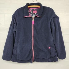 Joules Navy Blue Fleece Full Zip Jacket Womens Size 14