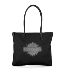Harley Davidson Women's Open B&S Rhinestone Flat Tote Bag Black MHW132/08