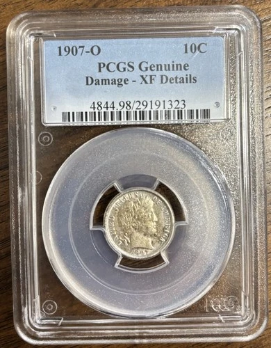 1907-O Barber Dime XF Details PCGS With Toning!! 90% Silver Rare coin!!