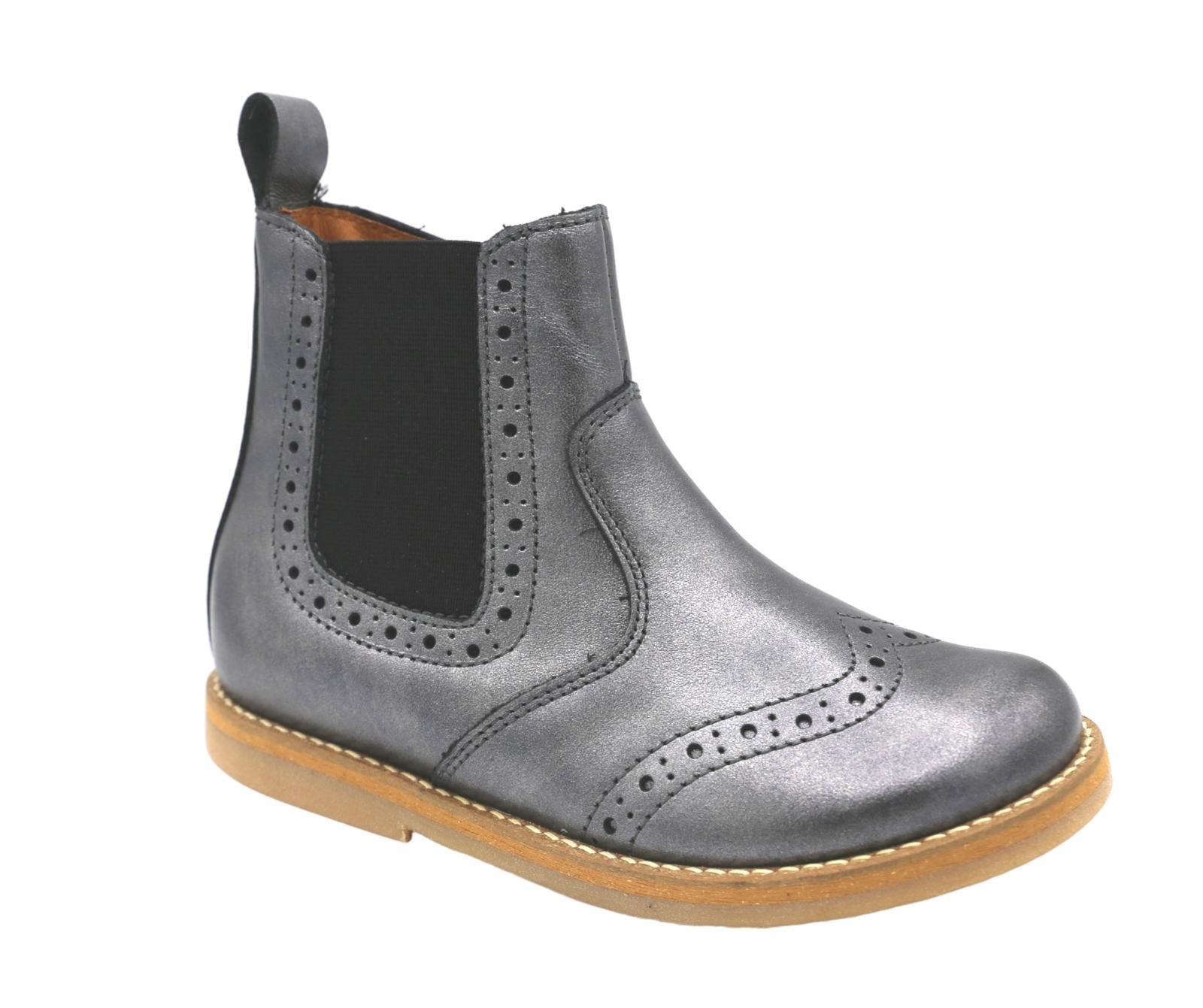 Botas Chelsea Brogue Froddo para Niña G3160119-16 en Cuero Plateado con Cremallera
