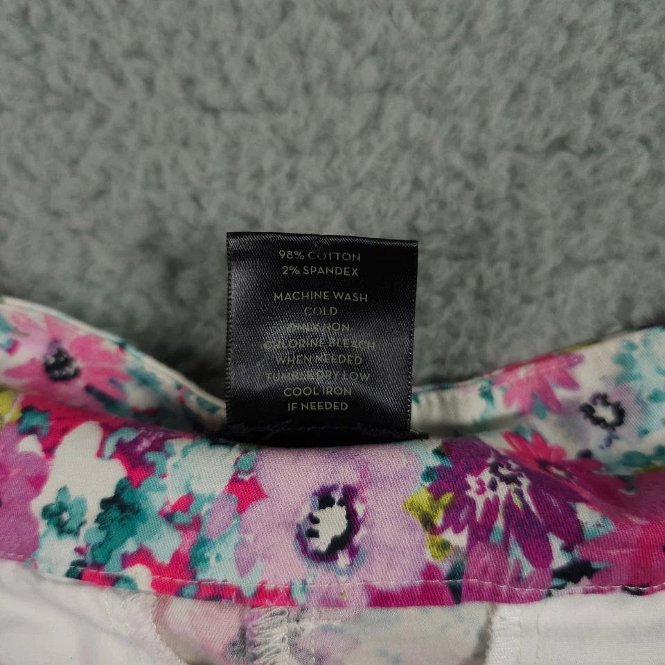 Ann Taylor Shorts Women 12P Pink Purple Floral Signature Chino Stretch Casual 4" - Image 4 of 4