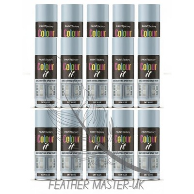 15x 400ml Himmelblau Colour It Mehrzweck Sprühfarbe Glanz Finish Haus & Heimwerker