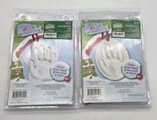 Holiday Hand Print Ornament Star  Oval Plaster Casting Kit Christmas Lot Of 2
