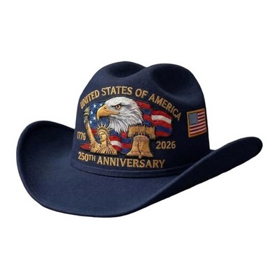 USA Cowboy Hat 250th Anniversary 1776-2026 Patriotic 4th of July Unisex