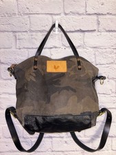 Meanwhile Back on the Farm Waxed Canvas&Leather Convertible Backpack Purse 1009