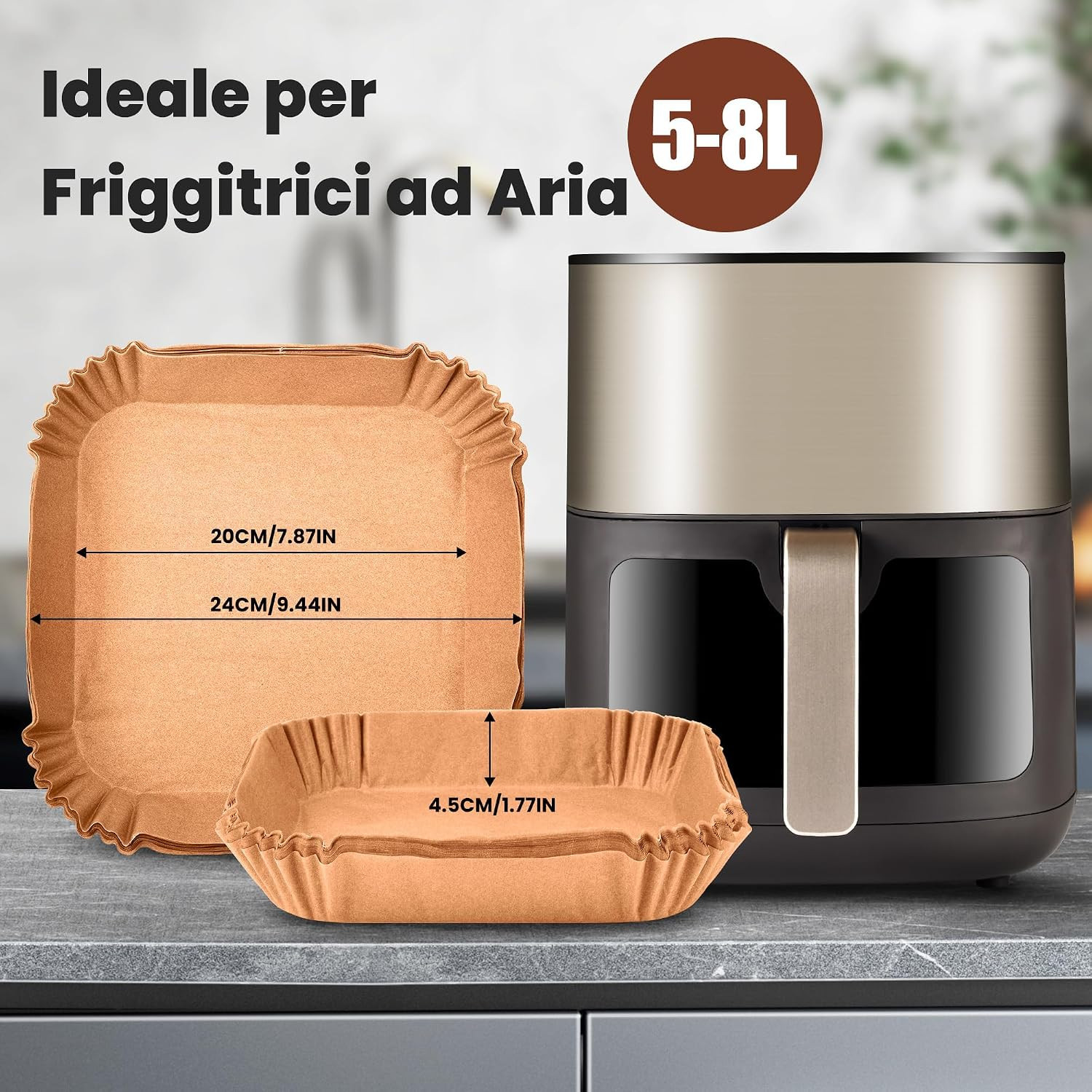 Carta per Friggitrice Ad Aria: 120 Pezzi Carta Forno per Friggitrice Ad Aria Qua foto 2