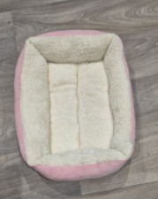 Plush Pink & Cream Dog Bed In Size Small In Very Good Condition