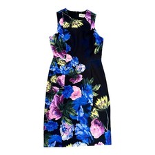 Eliza J  Women’s Cocktail Gardencore Party Dress Sz 4P Blue Floral Classic VTG
