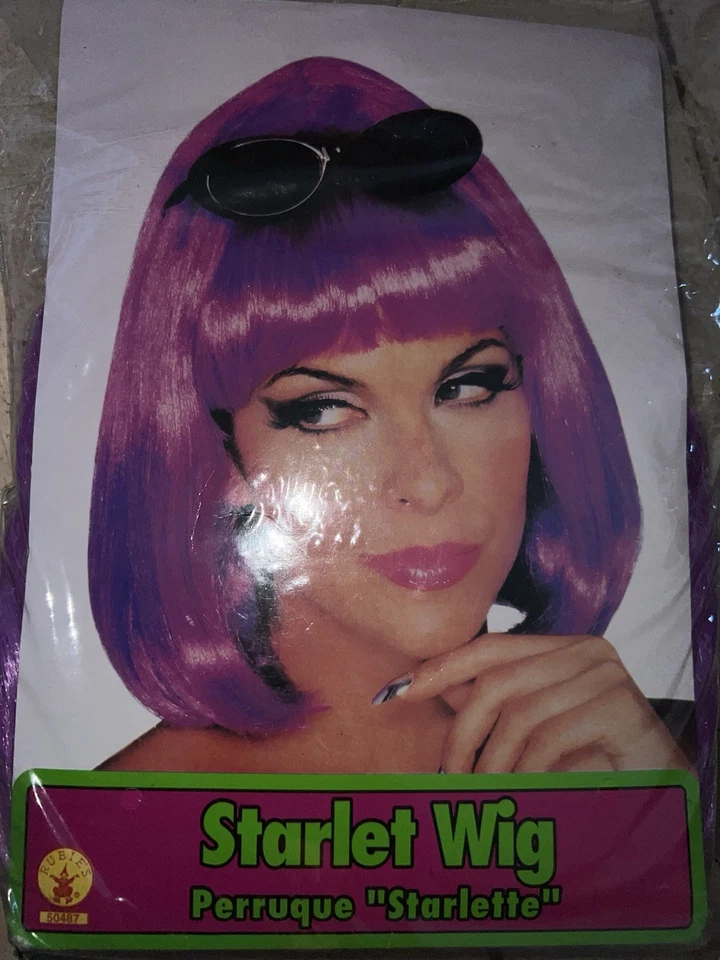 Purple Wig Starlet Bob Bangs Party Costume Cosplay Hair Halloween Rubie’s - Image 2 of 4