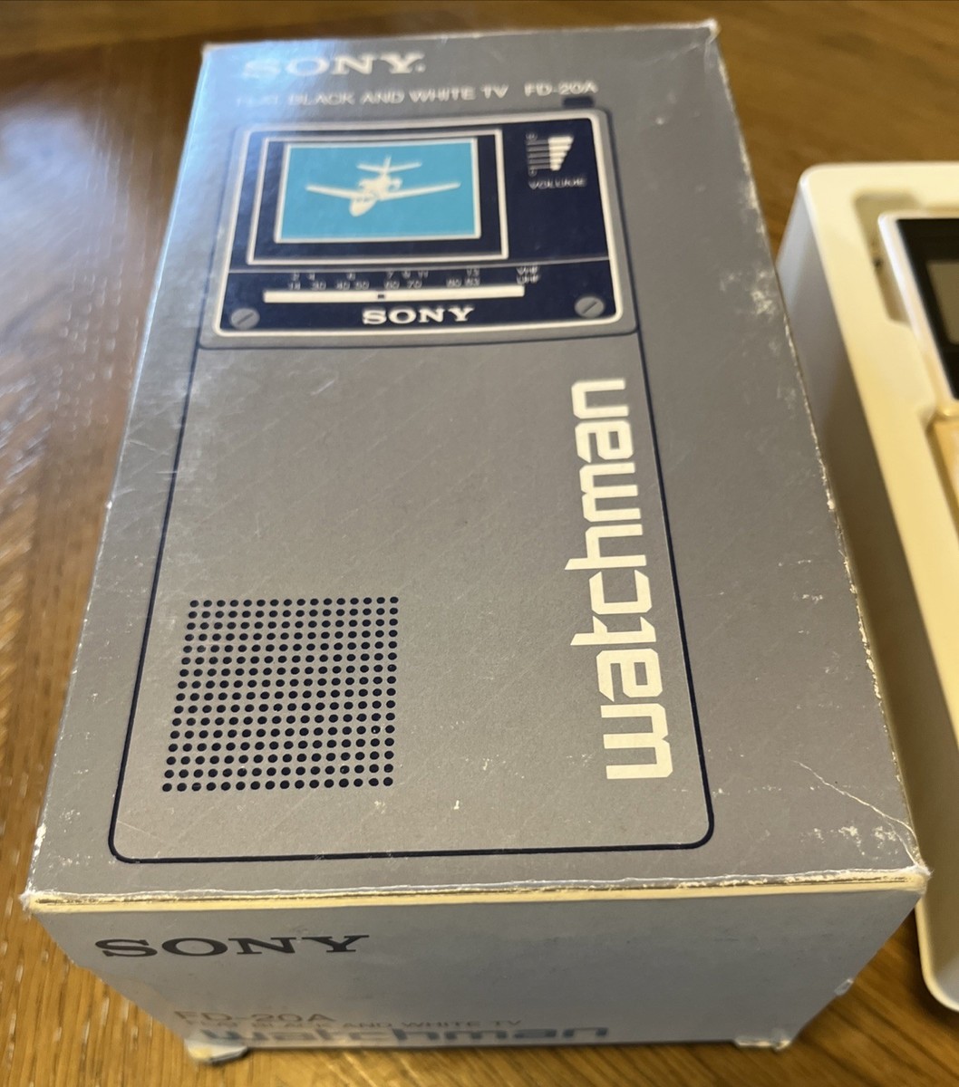 Vintage 1983 Sony FD-20A Flat B/W TV Watchman Complete w/ Original