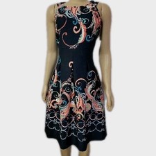 Nine West Women's Dress Size 6 Navy Floral Multicolor Paisley Pleated  NWT #C