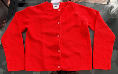 JACADI PARIS GIRL CARDIGAN VIBRANT ORANGE/NEON CORAL KNIT CARDIGAN-6YRS-MINT!