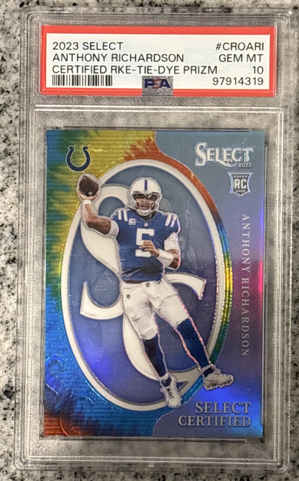 2023 Select Anthony Richardson Select Certified /25 Tie-Dye Rookie PSA 10 Colts