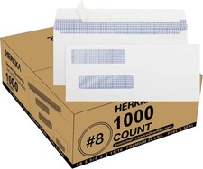 #8 Double Window Security Check Envelopes, No.8 1000 Pack, White