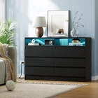 6 Drawer Dresser with Charging Station and LED Light Modern Chest of Drawers?