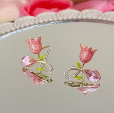 tulip flower earrings women's high-end and sweet temperament jewelry