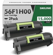 56F1000 Black Toner Cartridge 2-Pack for Lexmark MS MX Printers 6000 Page Yield