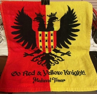 Medieval Times Restaurant ''Go Red & Yellow Knight'' Terry Cloth Souvenir Towel