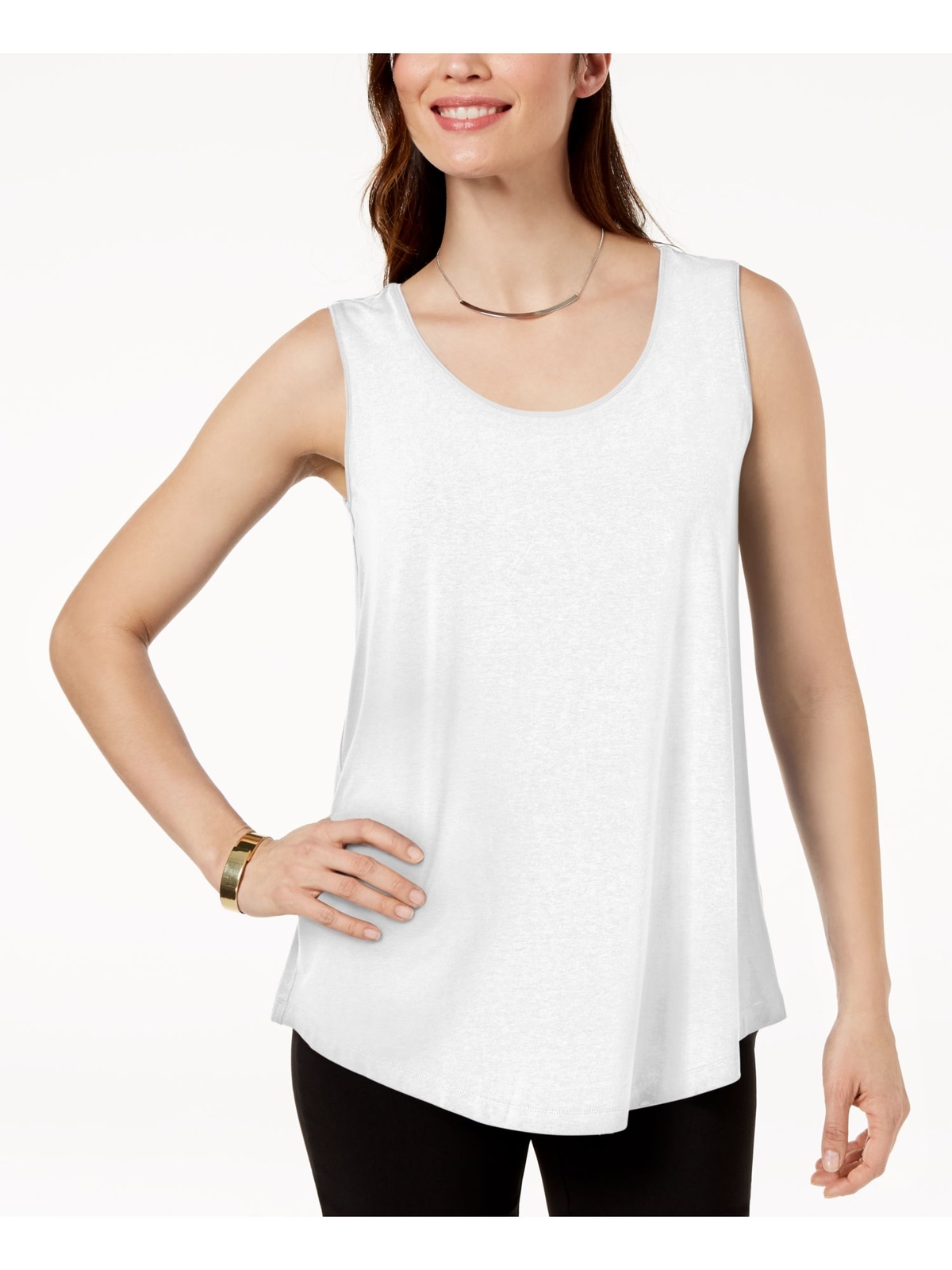 JM Collection Women's Scoop Neck Tank Top White Size Petite Small  726895473551 | eBay