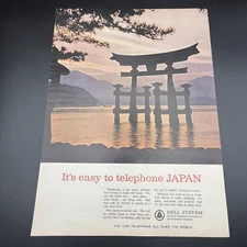 Bell System Telephone 1964 Vintage Print Ad 10.25"x13.75" Torii Gate Japan
