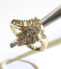 14k yellow gold 1.12ct VS1 H diamond cluster ring 4.1g estate vintage womens 6.5 — photo 7