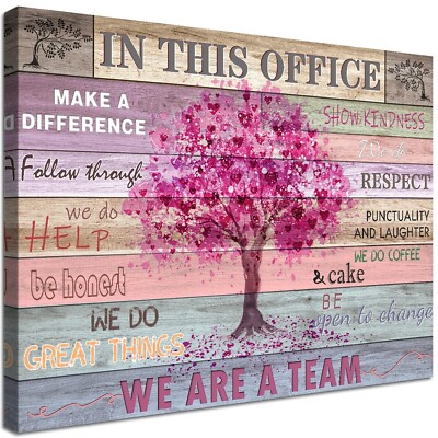 Pink Inspirational Wall Art for Office Women Motivational Quotes Phrases Post...