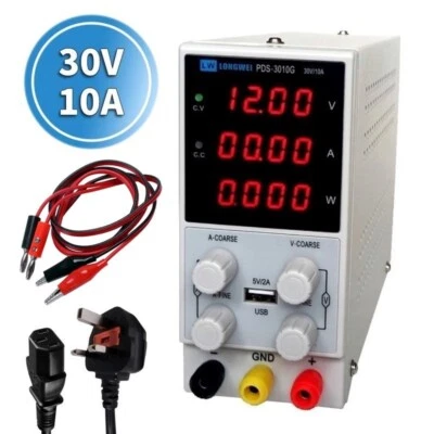 LONGWEI ADJUSTABLE DC POWER SUPPLY 30V 10A VARIABLE FINE COARSE LAB BENCH PRECISION