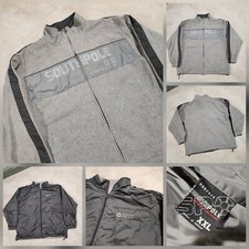 VTG Y2K Southpole Mens 2XL Reversible Spellout Fleece Bomber Jacket Streetwear