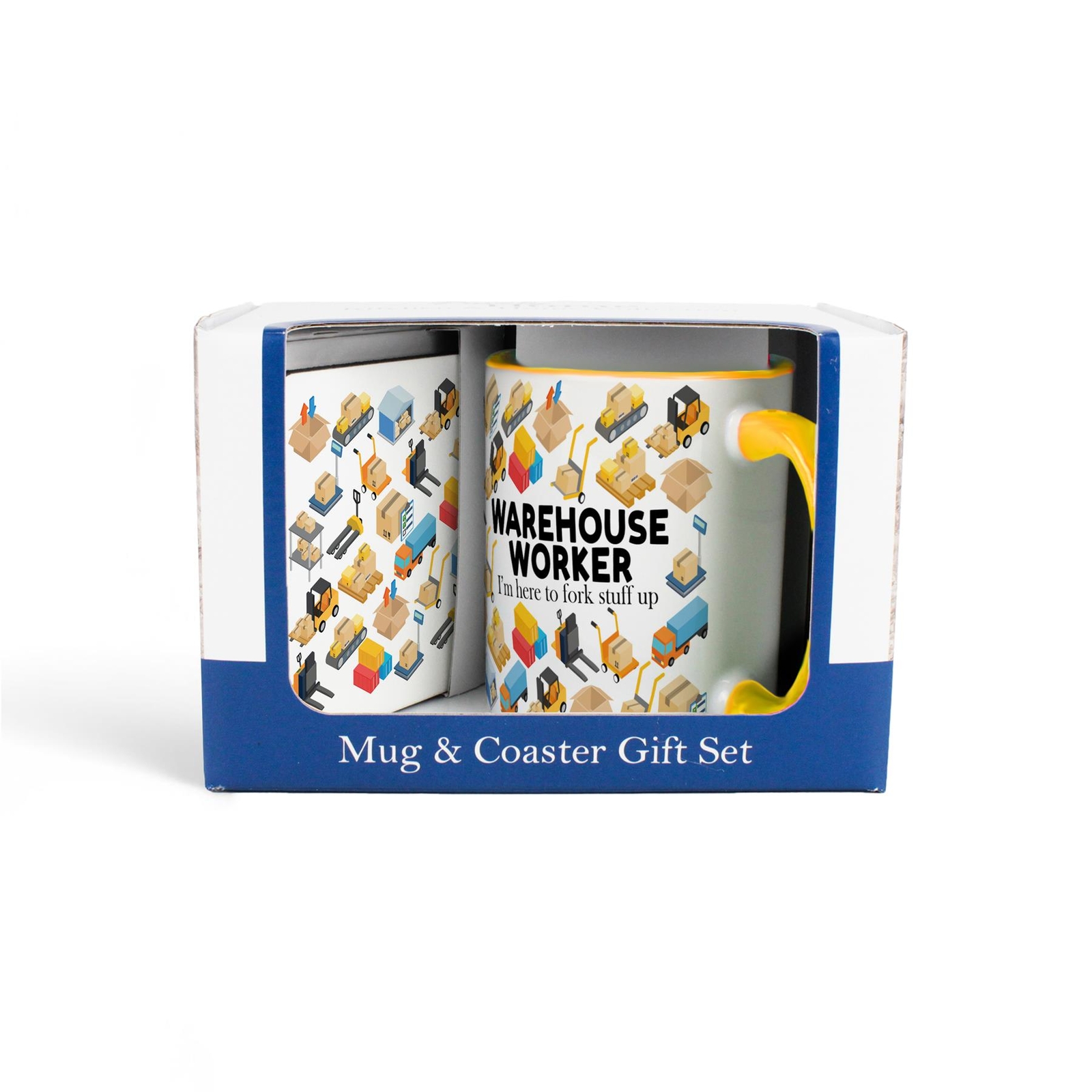 Warehouse Worker Mug & Coaster Gift Set - Ceramic Cup Novelty Trades Present