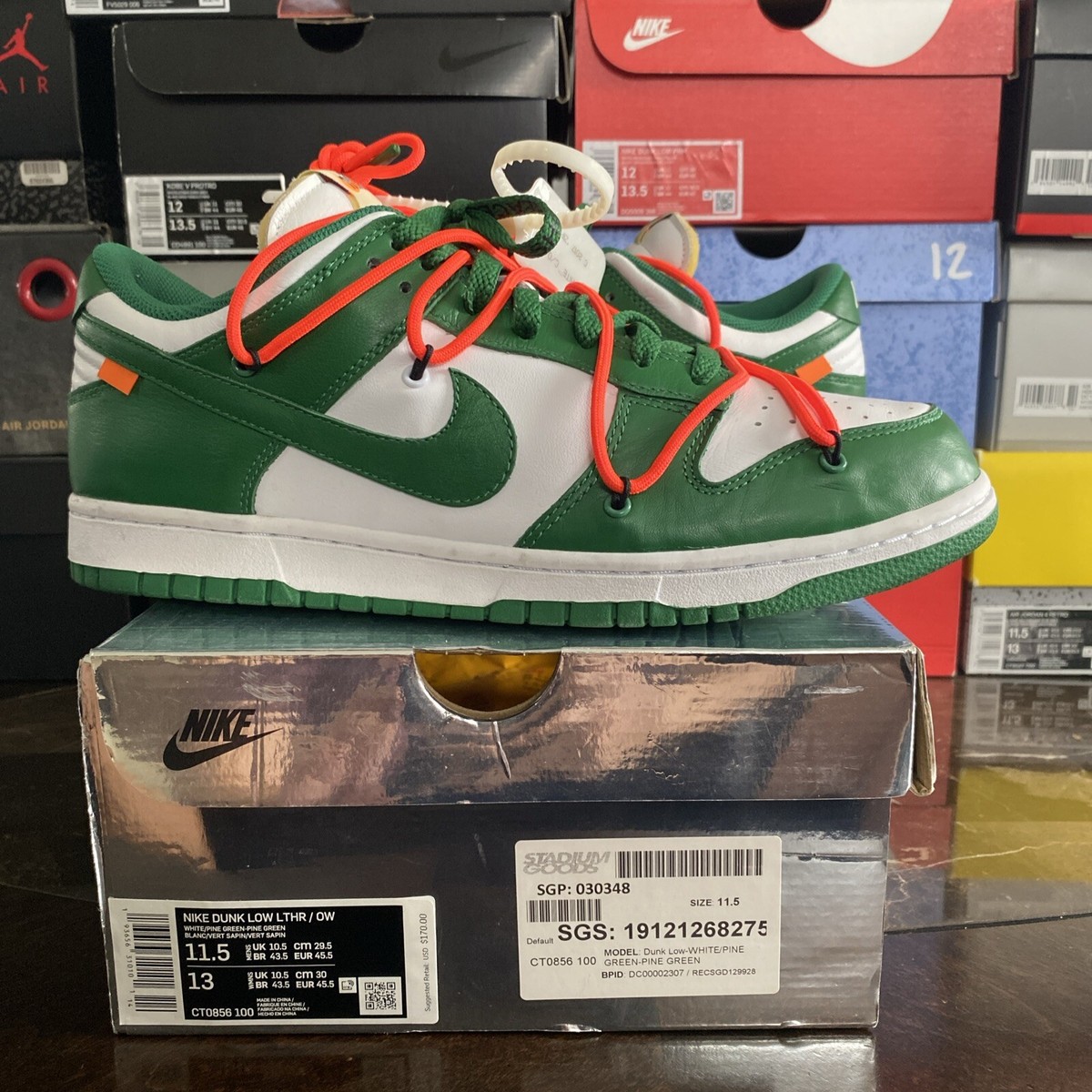 Size 11.5 - Nike Dunk Low x OFF-WHITE Pine Green 2019  display picture 1