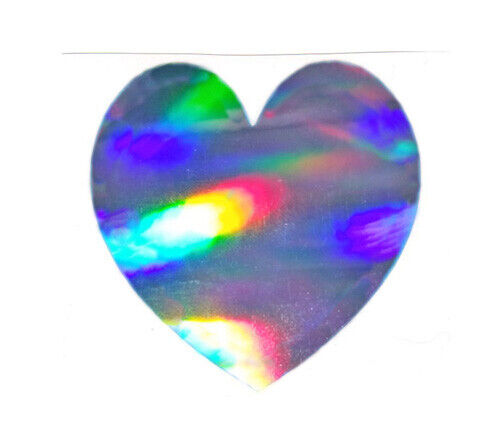 Piękna tęczowa folia hologramowa srebrne serce naklejka mod - Zdjęcie 1 z 2