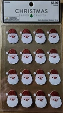Santa Glitter Gemstone Stickers - 16 PC- Christmas Paper Crafts - 