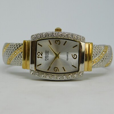 Embassy by GRUEN GEM3296D Cuff Bracelet Women's Watch Sz. 6 1/4'' New Battery