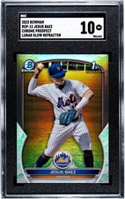 2023 Bowman Chrome #BCP12 JESUS BAEZ LUNAR GLOW REFRACTOR SGC 10 GEM MINT METS