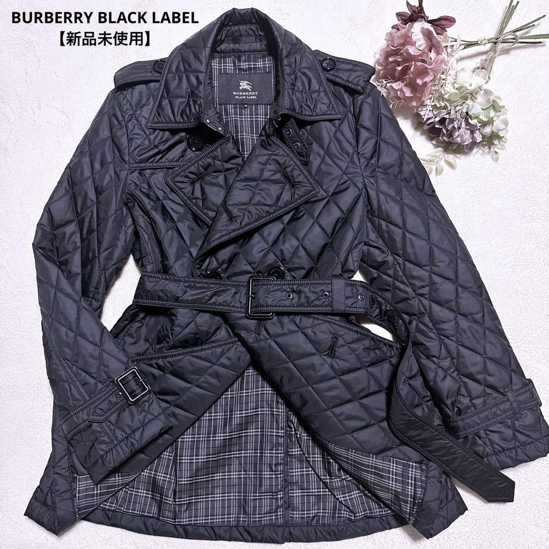 Burberry Black Label Trench Coat Quilted M Nova Check Belted ALine