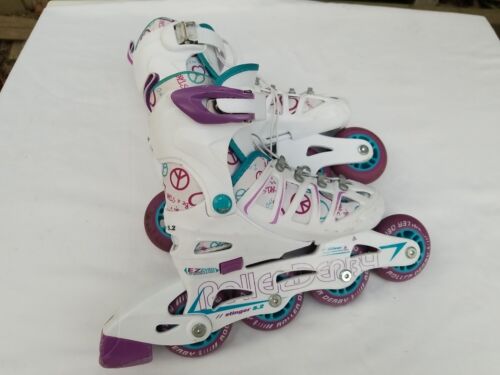 Peace Be A Star Roller Derby Silver 5 Stinger 5.2 Inline Skates Rollerblade 12-2 - Picture 1 of 11